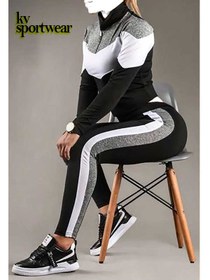 تصویر ست سویی کراپ شلوار ورزشی زنانه کد 002 Set of womens sweatshirt and sports pants code 002