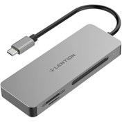 تصویر هاب و کارت خوان USB-C لنشن مدل C12 ا Lention USB-C Card Reader CF SD Micro-SD C12 Lention USB-C Card Reader CF SD Micro-SD C12