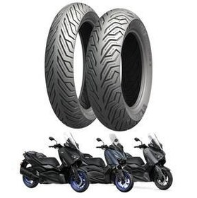 تصویر لاستیک موتورسیکلت خاکستری CITY GRIP 2 XMAX 250 300 مجموعه لاستیکی جلو و عقب Michelin 