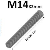 تصویر پیچ متری قطر 14 آهنی گرید 5.6 Metric M14x2 class 5.6