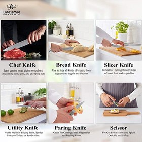 تصویر سرویس چاقو آشپزخانه لایف اسمایل مدل NSEL 1 LIFE SMILE NSEL-1 Stainless Steel Knife Set