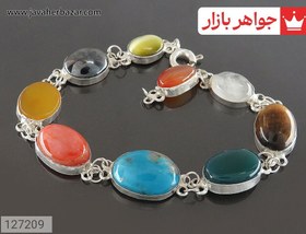 تصویر دستبند زنانه چندنگین اصلی ام البنین رکاب نقره مخراج وآبکاری طلاسفید سایز رایگان وارسال رایگان 