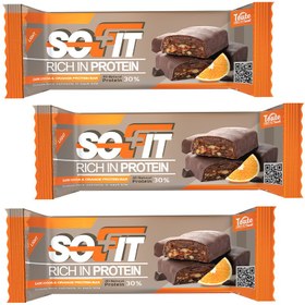 تصویر پروتئین بار پرتقال و روکش شکلات تلخ حجم 45 گرم بسته 3 عددی سوفیت sofit Orange Protein Bar Pack of 3