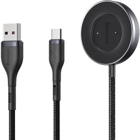 تصویر کابل تایپ سی و داک شارژ ساعت بیسوس Baseus Cafule One-for-two Data Cable USB to C+ Watch Charging Dock 