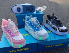 تصویر کفش بچه گانه اسکیتی چراغ دار چسبی دو حالته سایز ۳۲ تا ۳۷ 