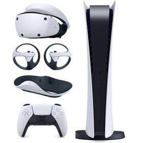 تصویر کنسول بازی سونی PS5 Digital | به همراه پایه شارژر VR2 + هدست VR2 Playstation 5 Digital + charger VR2 + Headset VR2