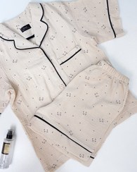 تصویر 047 - ست بلوز آستین کوتاه و شلوارک موسلین زنانه مدل Cat - سایز 