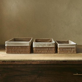 تصویر سبد بافت حصیری پارچه دار 