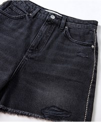 تصویر خرید اینترنتی شلوارک جین زنانه سیاه برند ipekyol IS1230013057001 ا Taş Şeritli Denim Şort Taş Şeritli Denim Şort