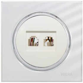 تصویر کلید و پریز ویرا مدل آلفا اسپرت سفید با زه استیل Veera Switch And Sockets White Sport Alpha Steel