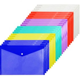 تصویر پوشه دکمه دار مدل A4 glassy بسته 24 عددی - صورتی روشن 
