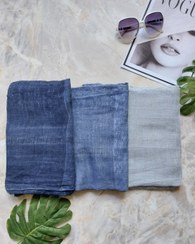 تصویر شال زنانه دولایه سیمی اطلس تابستانی - ابی 