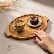 تصویر سینی چوبی سرو چای و قهوه دسته دار 
