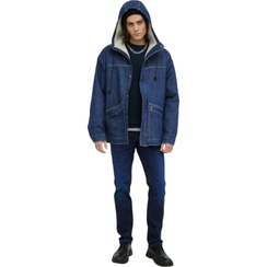 تصویر کاپشن جین سنگین داخل خز کلاهدار wrangler کد ۱۰۳ 