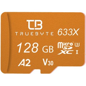 تصویر کارت حافظه microSDXC تروبایت مدل A2-V30-633X کلاس 10 استاندارد UHS-I U3 سرعت 95MBps ظرفیت 128گیگابایت به همراه کارت خوان 
