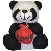 تصویر عروسک خرس پاندا ولنتاین سیاه و سفید | خرید عروسک پاندا قلبی ولنتاین با کیفیت و ارزان 