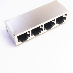 تصویر کانکتور شبکه RJ-45 بدنه فلزی 4*1 (4 پورت) 