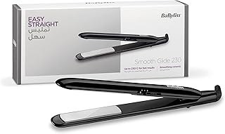 تصویر BaByliss Smooth Glide 230 Hair Straightener | Fast Heat Up Ceramic Coated Plates For Rapid Results | 2 Digital Temp Settings 200 C - 230 C | Breathe Easy With Auto Shut Off Function | ST240SDE (Black) 