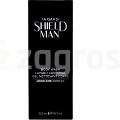 تصویر شامپو بدن شاداب کننده مردانه مدل Shield Man حاوی آمینو اسید 225میل فارماسی Farmasi Body Wash Shield Man 225ml