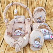 تصویر سرویس خواب گارددار ۶ تکه مخمل میکرو خرس شالگردن کرم 