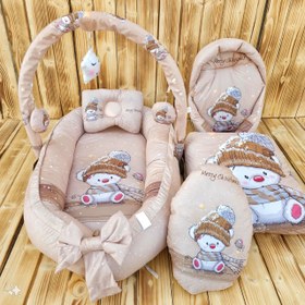 تصویر سرویس خواب گارددار ۶ تکه مخمل میکرو خرس شالگردن کرم 