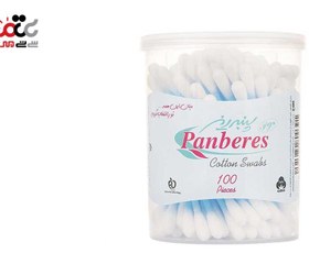 تصویر گوش پاک کن 100 عددی لیوانی پنبه ریز panberes pure cotton buds