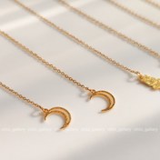 تصویر گوشواره بخیه زنجیر بلند شاین دار - ماه 