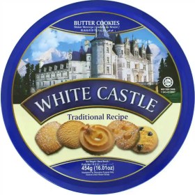 تصویر بیسکوییت کوکی کره ای وایت کاستل White castle قوطی فلزی ۴۵۴ گرمی 