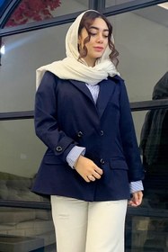 تصویر کت زنانه با آستر سورمه ای کد (7147) Women's jacket with navy lining