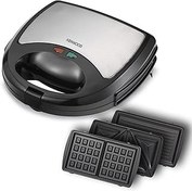 تصویر Kenwood Sandwich Maker 3 In 1 Sandwich, Grill/Griddle, Waffle, Dual Plate Press For Toasties, Easy To Use &amp; Clean, Non-Stick Plates, Compact Size Bread Toaster Black/Metal Smm01.Aobk 