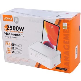 تصویر چند راهی 5 خانه برق ارت دار الدینیو SN5310 با کابل 2 متری + شارژر USB Ldnio SN5310 Way Electricity Adapter 2M With 3 USB Port