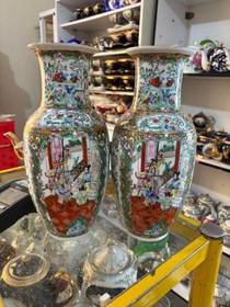 تصویر گلدان چینی مرغی قدیمی 