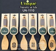 تصویر کفگیر و ملاقه تک چوبی دسته سیلیکون یونیک UN-1110 