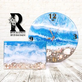 تصویر ساعت دیواری رزینی طرح دریا - همه سایزها / همه رنگها resin wall clock