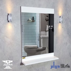 تصویر آینه دستشویی مدل ۸۰۱۸ سفید | ۵۰ در ۷۰ 