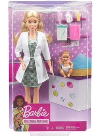 تصویر ست بازی دکتر باربی با عروسک بلوند، عروسک نوزاد و لوازم جانبی دکتر برند barbie Barbie Baby Doctor Playset with Blonde Doll, Infant Doll, Doctor Toy Accessories