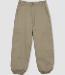 تصویر شلوار پاراچوتی کتان با جیب کارگو، کمر کشی و مچ‌دار برند Defacto Cargo Pocket Elasticated Waist And Cuffed Cotton Parachute Pants