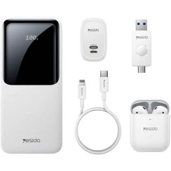 تصویر ست کادویی ۵ در ۱ یسیدو مدل CG10 شامل پاوربانک و ایرپاد 