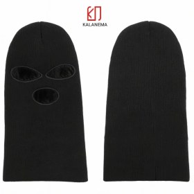 تصویر کلاه بافت زمستانی صورت پوش با داخل خز 