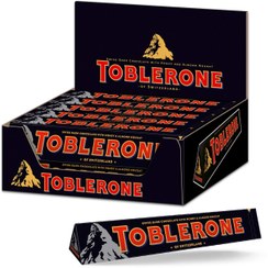 تصویر شکلات تلخ تابلرون همراه با عسل و مغز بادام باکس 20 عددی - Toblerone swiss Dark chocolate with honey & almond noucat 