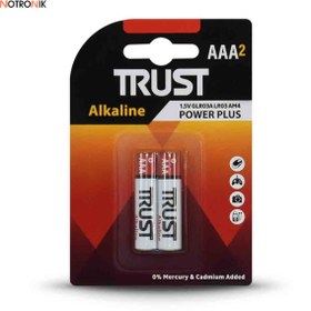 تصویر باتری نیم قلمی تراست AAA Alkaline بسته 2 عددی TRUST 2pcs Alkaline AAA Battery