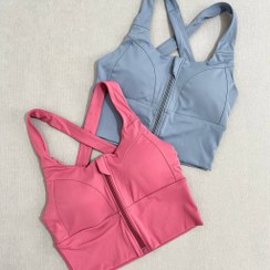 تصویر نیم تنه ورزشی زنانه زیپ دار رنگ مشکی 