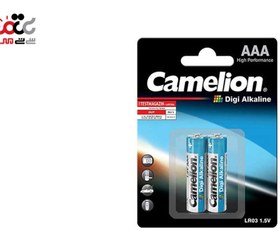 تصویر باتری نیم‌قلمی کملیون مدل Digi Alkaline LR03 بسته 2 عددی Camelion Digi Alkaline LR03 AAA Battery - Pack of 2