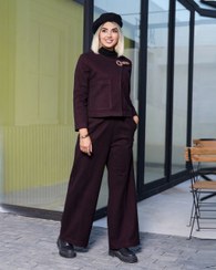 تصویر ست فوتر کت کوتاه و شلوار دخترانه - زرشکی / سایز‌ 2 مناسب 44-46-48 set fotr dokhtaraneh