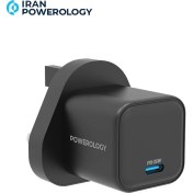 تصویر شارژر دیواری 35 وات پاورولوژی PYR – Powerology 35W GaN Charger P35WSPCUK + مبدل پریز هدیه 