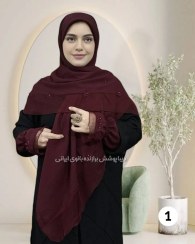 تصویر ست روسری و ساق دست کرپ حریر طرح شکوفه 