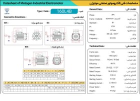 تصویر الکتروموتور سه فاز موتوژن 1500 دور 15 کیلووات 20 اسب 