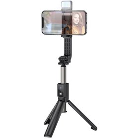 تصویر مونوپاد سه پایه دار دارای ریموت کنترل و چراغ هوکو Hoco Tabletop holder K15 Treasure gimbal version for live broadcast 