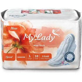 تصویر نوار بهداشتی ورزشی بالدار سه لایه سایز L مای لیدی My Lady ا Sanitary napkin code:10005 Sanitary napkin code:10005