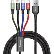 تصویر کابل تبدیل USB به لایتنینگ/USB-C/microUSB باسئوس مدل Rapid Series 4 in 1 طول 1.2 متر - چند رنگ 
